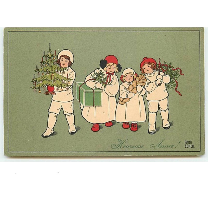 n°9626 - Carte Illustrateur - Pauli Ebner - MM Vienne n°469 - Enfants avec des cadeaux de Noël