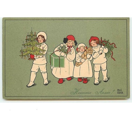 n°9626 - Carte Illustrateur - Pauli Ebner - MM Vienne n°469 - Enfants avec des cadeaux de Noël