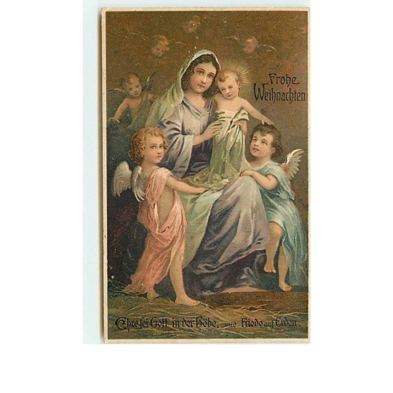 n°9638 - Carte Fantaisie - Fröhliche Weihnachten - Nativité - Angelots