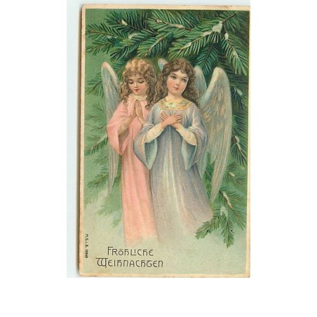 n°9640 - Carte Fantaisie Gaufrée - Fröhliche  Weihnachten - Anges mains jointes