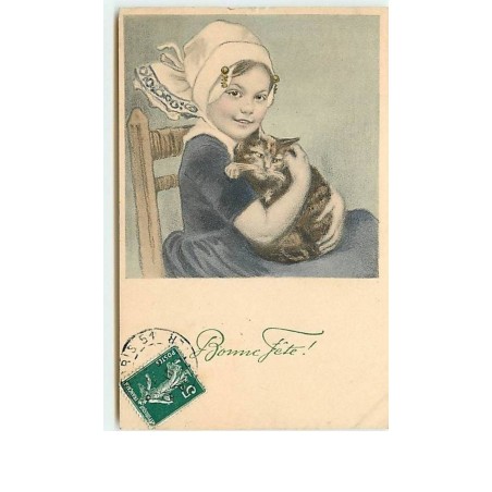 n°9677 - Carte Illustrateur - MM Vienne n°296 - Fillette et son chat