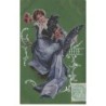 Fantaisie - Carte Gaufrée - Clapsaddle - Femme avec un éventail