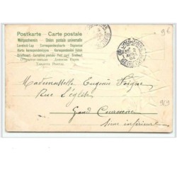 n°969 - Carte Gaufrée - Heureuses Pâques - Attelage avec des poussins - Lapin