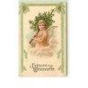 n°9697 - Carte Fantaisie Gaufrée - Fröhliche Weihnachten - Ange avec un sapin