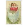 n°970 - Carte Gaufrée - Ein frohes Osterfest - Angelots sortant de fleurs