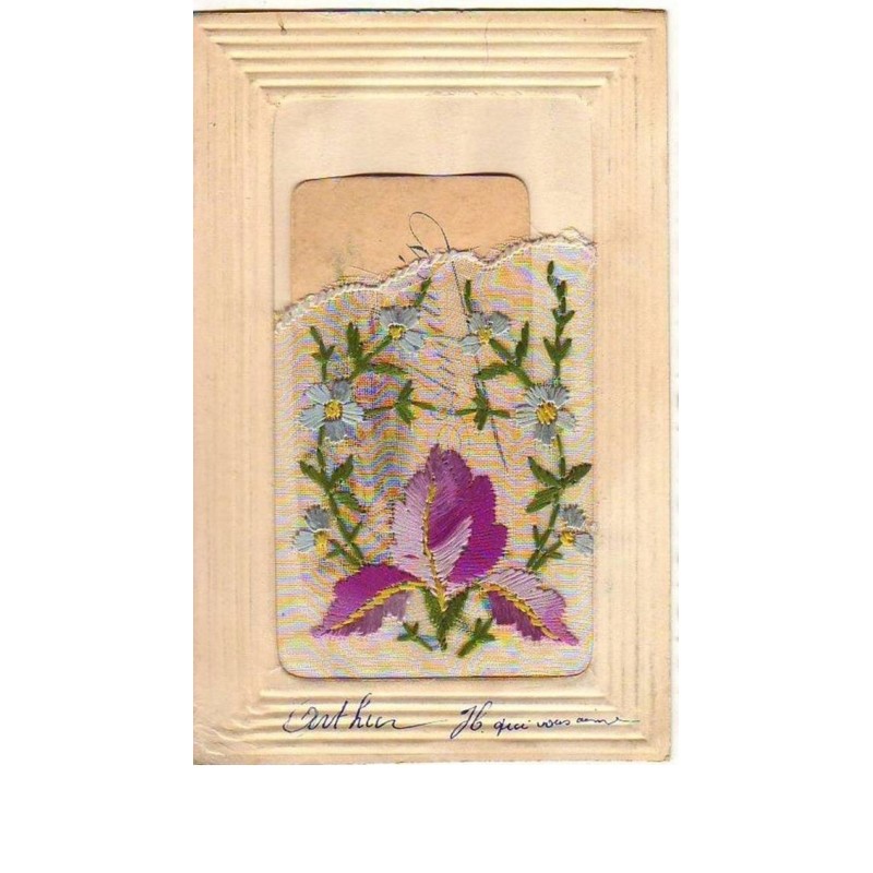 n°9701 - Carte Brodée - Iris + carte