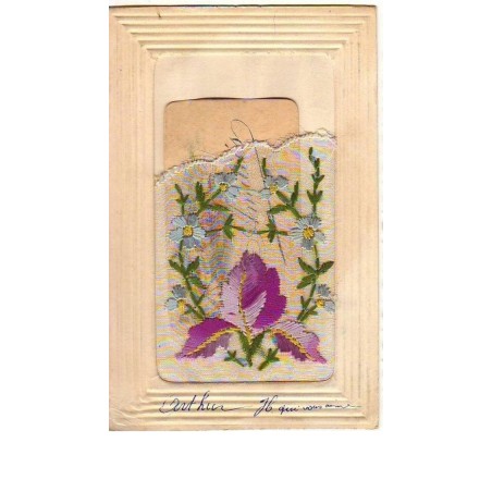 n°9701 - Carte Brodée - Iris + carte