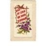 n°9703 - Carte Brodée - Best of Luck on your Birthday - Fleurs et Oiseau