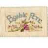n°9707 - Carte Brodée - Bonne Fête - Pensées