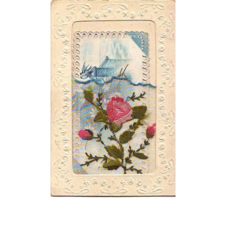 n°9709 - Carte Brodée - Roses + carte