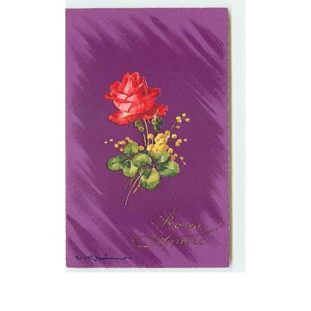 n°9715 - C. Klein - Bonne Année - Rose et Mimosa