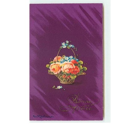 n°9717 - C. Klein - Bonne Année - Panier rempli de fleurs