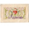 n°9755 - Carte Brodée - Anniversaire Fleurs