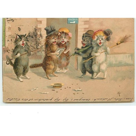 n°9765 - Carte Illustrateur - Maurice Boulanger - Chats Habillés formant une Chorale