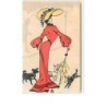 n°9768 - Carte Illustrateur - Femme avec Chapeau + chiens