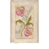n°9804 - Carte Brodée - Saint Nicolas - Fleurs roses