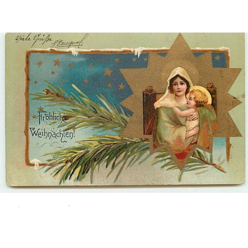 n°9844 - Carte Fantaisie - Fröhliche Weihnachten - Nativité