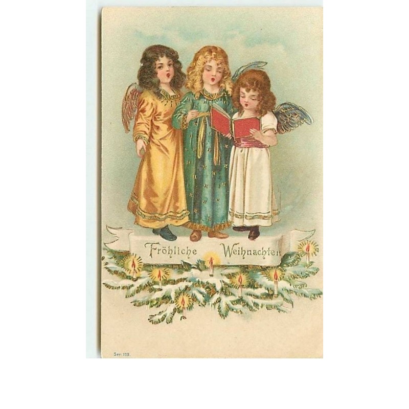 n°9846 - Carte Fantaisie - Fröhliche Weihnachten - Anges chantant