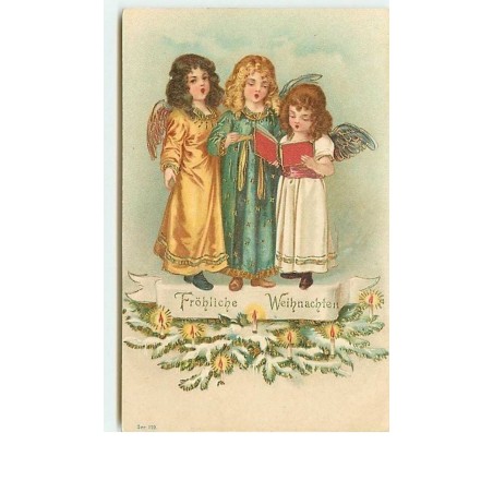 n°9846 - Carte Fantaisie - Fröhliche Weihnachten - Anges chantant