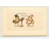n°986 - Carte Gaufrée (bordure) - Heureuses Pâques - Poussins jouant de la musique