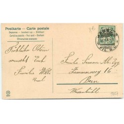 n°9867 - Carte Fantaisie - Fröhliche Ostern - Fillettes et lapin caché avec des oeufs