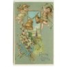 n°9871 - Carte Fantaisie Gaufrée - Fröhliche Ostern - Angelots et cloche