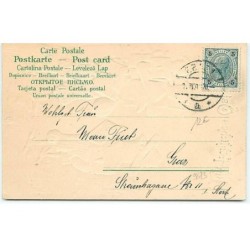 n°9873 - Carte Fantaisie Gaufrée - Ein fröhliches Osterfest - Poussins humanisés allant à l'école