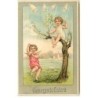 n°9874 - Carte Fantaisie Gaufrée - Gesegnete Ostern - Angelots sonnant 4 cloches