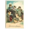 n°9881 - Carte Fantaisie Gaufrée - Joyeuses Pâques - Poussins montant dans une auto