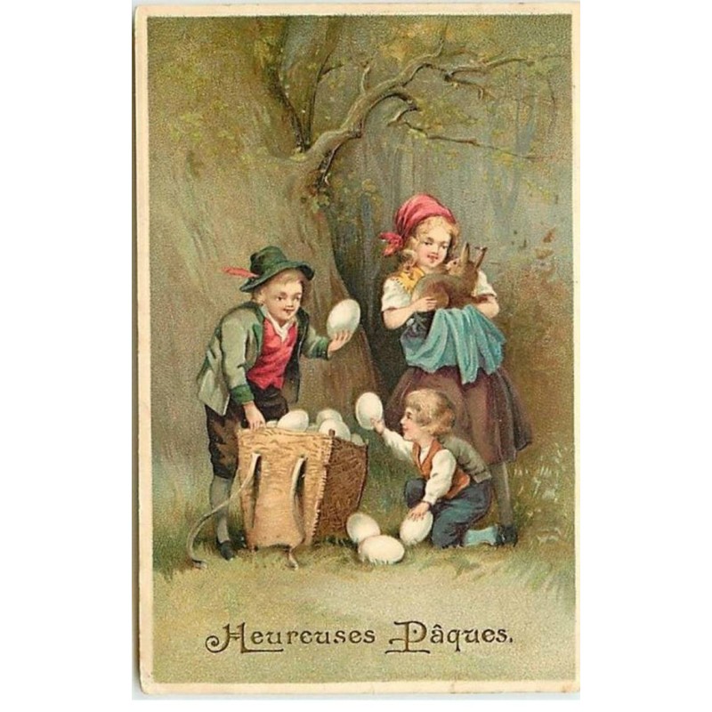 n°9883 - Carte Fantaisie Gaufrée - Joyeuses Pâques - Enfants