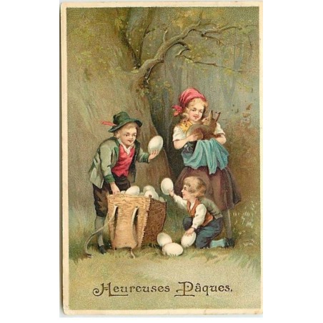 n°9883 - Carte Fantaisie Gaufrée - Joyeuses Pâques - Enfants