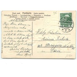 n°12520 - Carte Gaufrée - Herzlichen Glückwunsch zum neuen Jahre - Ange avec des fers à cheval, et des trèfles