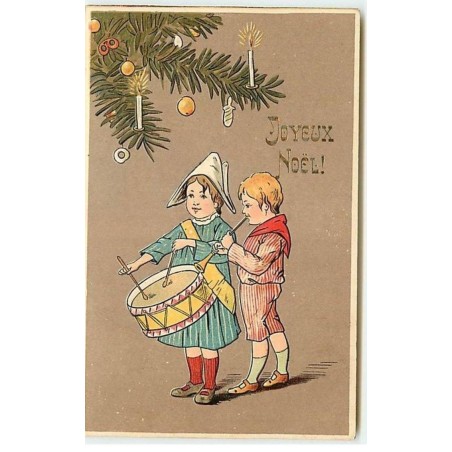n°9891 - Carte Fantaisie Gaufrée - Joyeux Noël - Enfants avec des instruments de musique