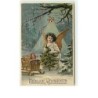 n°12531 - Fröhliche Weihnachten - Ange apportant un sapin et des cadeaux