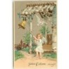 n°12536 - Carte Gaufrée - Fröhliche Ostern - Ange faisant sonner une cloche