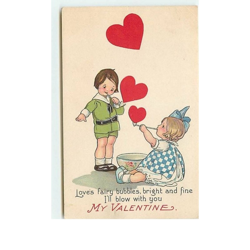 n°12538 - Love's fairy bubbles ... My Valentine - Enfants faisant des bulles de savon