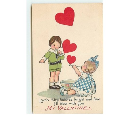 n°12538 - Love's fairy bubbles ... My Valentine - Enfants faisant des bulles de savon