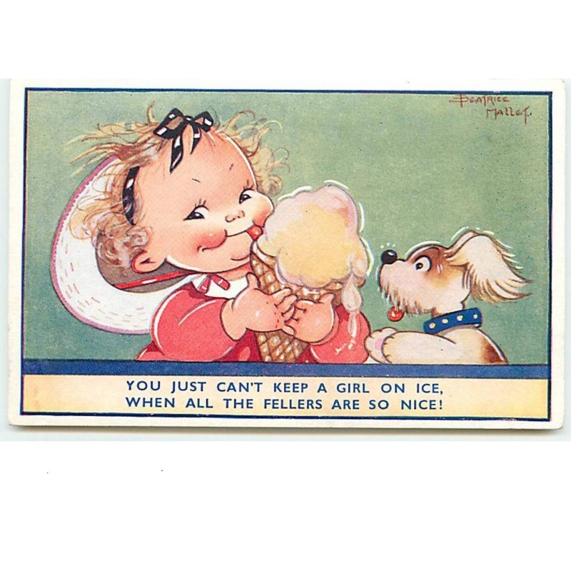 n°12562 - B. Mallet - You just can't keep a girl on ice, when all the fellers are so nice - Fillette mangeant une glace
