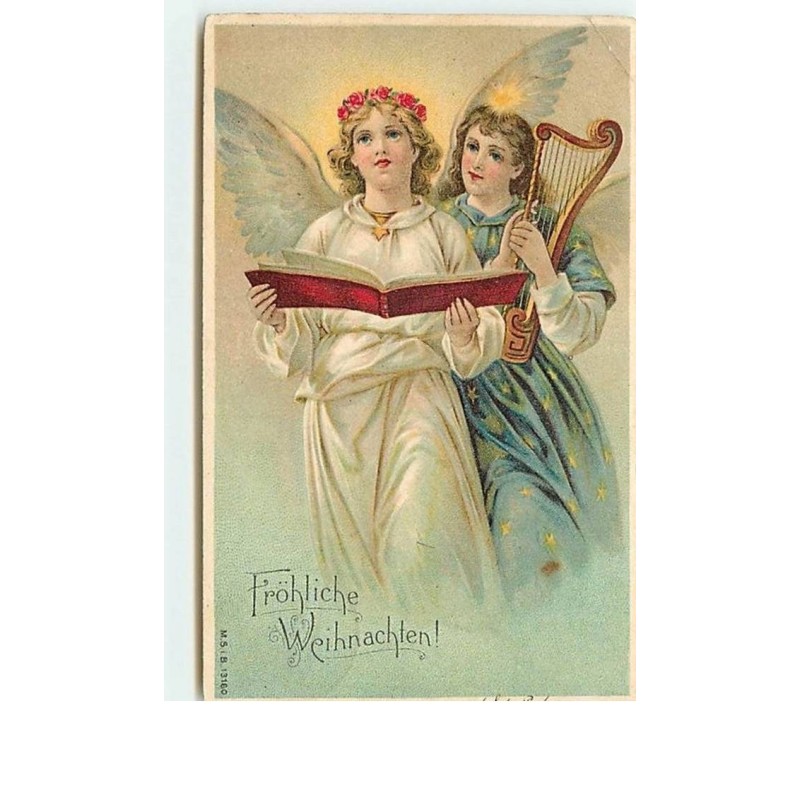 n°12566 - Fröhliche Weihnachten - Anges gardien chantant et jouant de la musique