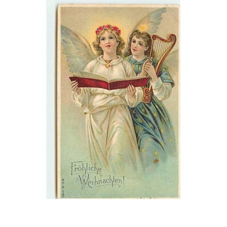 n°12566 - Fröhliche Weihnachten - Anges gardien chantant et jouant de la musique