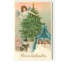 n°12567 - Fröhliche Weihnachten - Ange décorant un sapin avec des enfants dormant