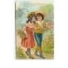 n°12578 - Carte Gaufrée - Heureuse Année - Un jeune couple se promenant