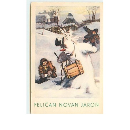 n°12593 - Felican novan Jaron - Enfants  faisant un bonhomme de neige - esperanto