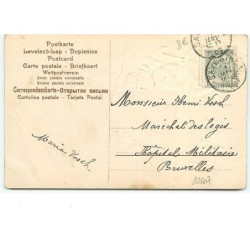 n°12607 - Carte Gaufrée - Bonne Année - Ange habillé en randonneur assis
