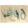 n°12608 - Carte Gaufrée - Bonne et Heureuse Année - Hirondelles 1906
