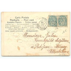 n°20478 - Carte Gaufrée - Bonne Année - Art nouveau - Femme de profil avec des coquelicots