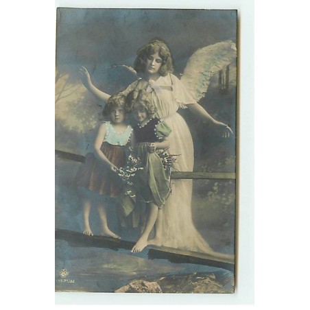 n°20489 - Enfant - Grete Reinwald - Deux fillettes près d'un ange gardien