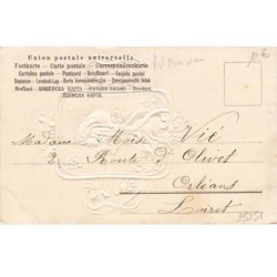 n°25251 - Carte Gaufrée - Fantaisie - Art Nouveau - Femme de Profil