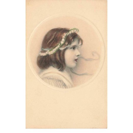 n°25286 - Fantaisie - MM Vienne n°371 - Fillette portant un ruban dans les cheveux décoré en muguet