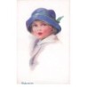 n°25291 - Illustrateur - Take me too - Fillette portant un chapeau bleu avec un ruban vert
